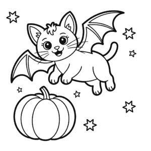 Ausmalbild Fledermaus-Katze