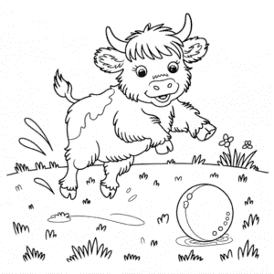 Ausmalbild Highland Kalb
