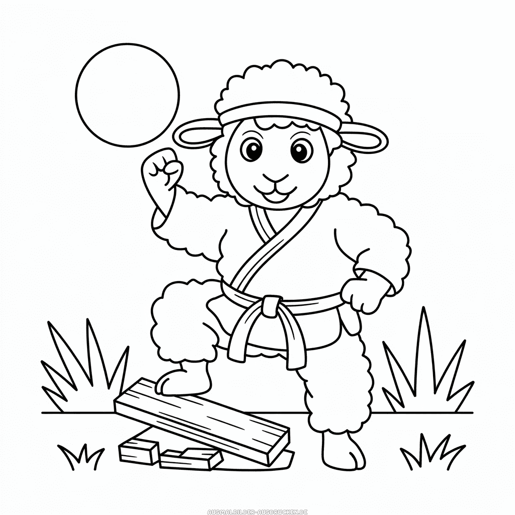 Ausmalbild Karate Schafe