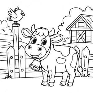 Ausmalbild Kuh auf einer Farm