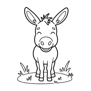 Ausmalbild Lächelnder Esel