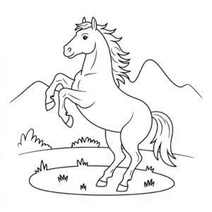 Ausmalbild Pferd auf seinen Hinterbeinen