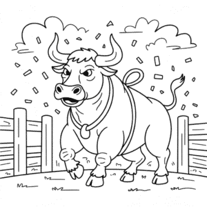 Ausmalbild Rodeo-Stier
