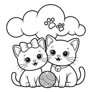 Ausmalbild Zwei Katzen