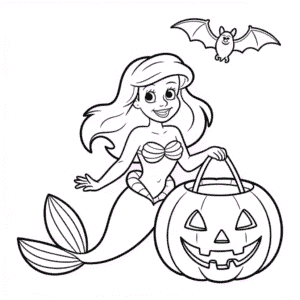 Ausmalbild Arielle Halloween