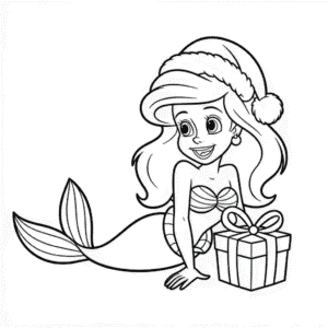 Ausmalbild Arielle Weihnachten