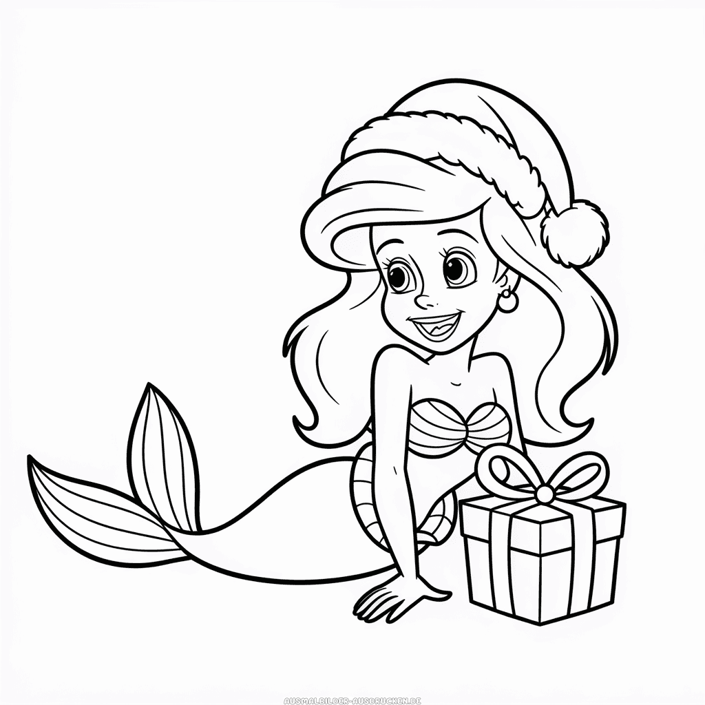 Ausmalbild Arielle Weihnachten