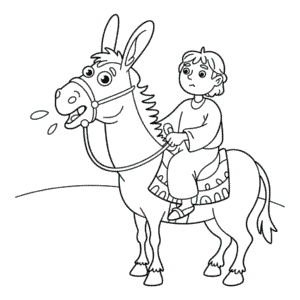 Ausmalbild Balaam sitzt auf dem Esel