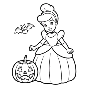 Ausmalbild Cinderella Halloween