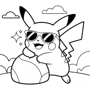 Ausmalbild Coole Pikachu