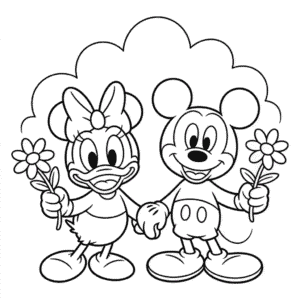 Ausmalbild Daisy und Micky Maus