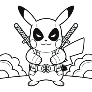 Ausmalbild Deadpool Pikachu