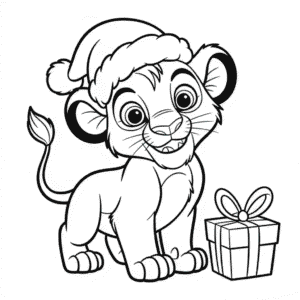 Ausmalbild Der König der Löwen Weihnachten
