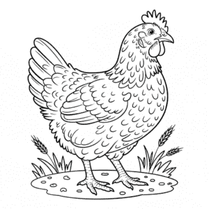 Ausmalbild Detailliertes Huhn