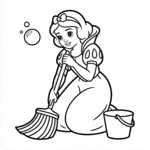 Ausmalbild Disney Schneewittchen Putzt