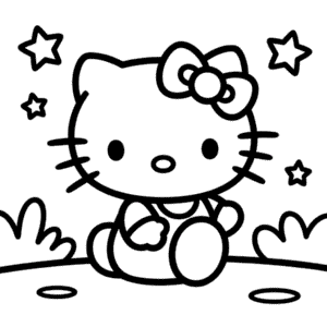 Ausmalbild Einfache Hello Kitty