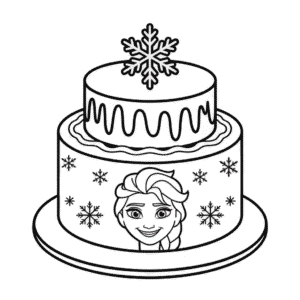 Ausmalbild Elsa Kuchen