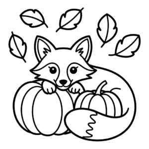 Ausmalbild Fuchs im Herbst