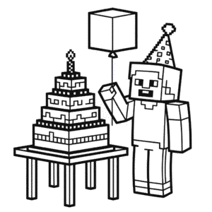 Ausmalbild Geburtstag Minecraft