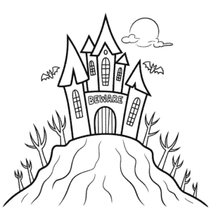 Ausmalbild Halloween Schloss