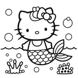 Ausmalbild Hello Kitty Meerjungfrau