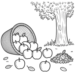 Ausmalbild Herbst Apfel
