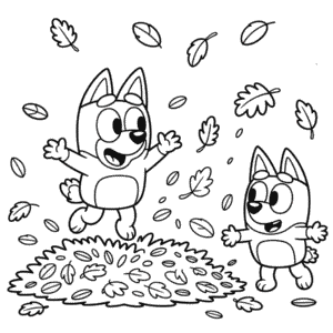 Ausmalbild Herbst Bluey