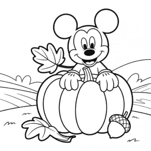 Ausmalbild Herbst Micky Maus