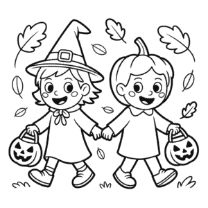 Ausmalbild Kinder Halloween