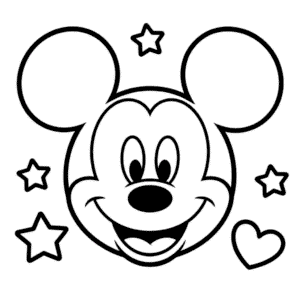 Ausmalbild Micky Maus Gesicht