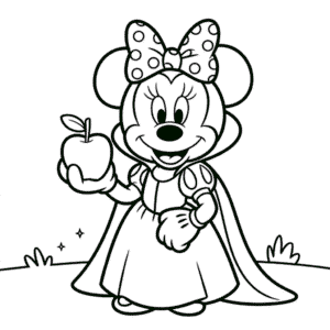 Ausmalbild Minnie Maus verkleidet als Schneewittchen