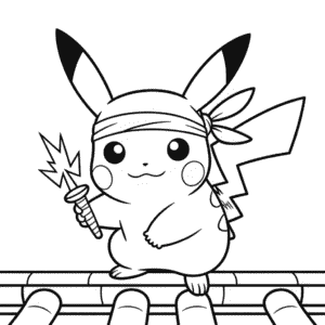Ausmalbild Ninja Pikachu