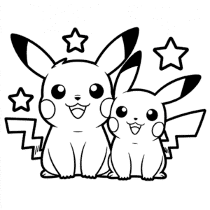Ausmalbild Pichu und Pikachu
