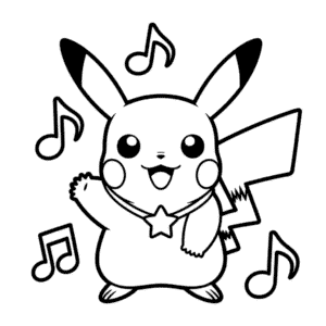 Ausmalbild Pikachu Popstar