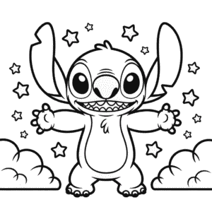 Ausmalbild Schwarz und Weiß Stitch