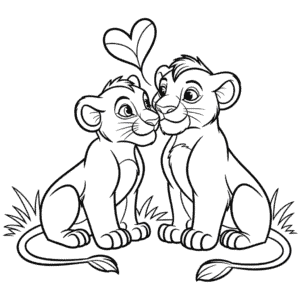 Ausmalbild Simba und Nala