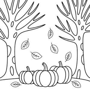 Ausmalbild Wald im Herbst