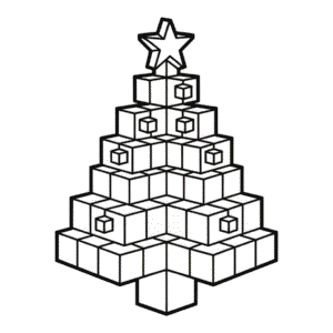 Ausmalbild Weihnachtsbaum Minecraft