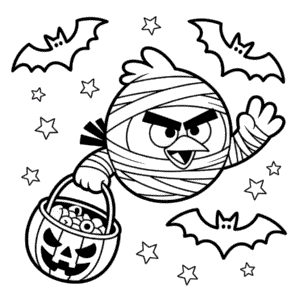 Ausmalbild Wütender Vogel Halloween