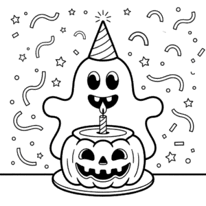 Ausmalbild Alles Gute zum Geburtstag Halloween