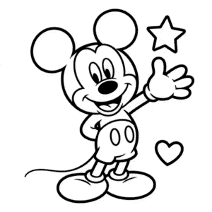 Ausmalbild Einfacher Micky Maus