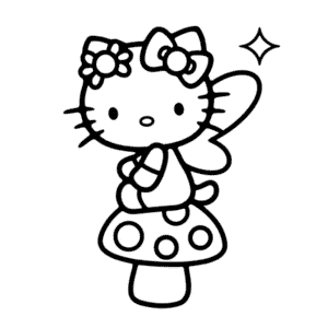 Ausmalbild Hello Kitty Fee