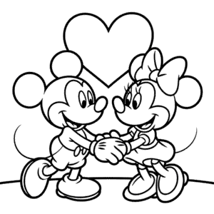 Ausmalbild Niedlicher Micky Maus und Minnie
