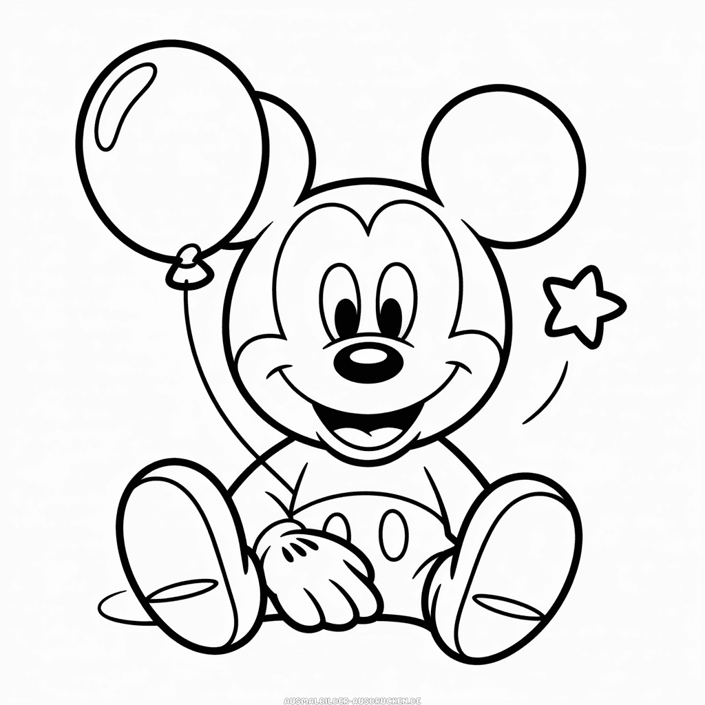 Ausmalbild Niedlicher Micky Maus