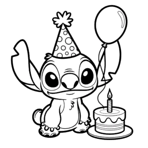 Ausmalbild Stitch Alles Gute zum Geburtstag